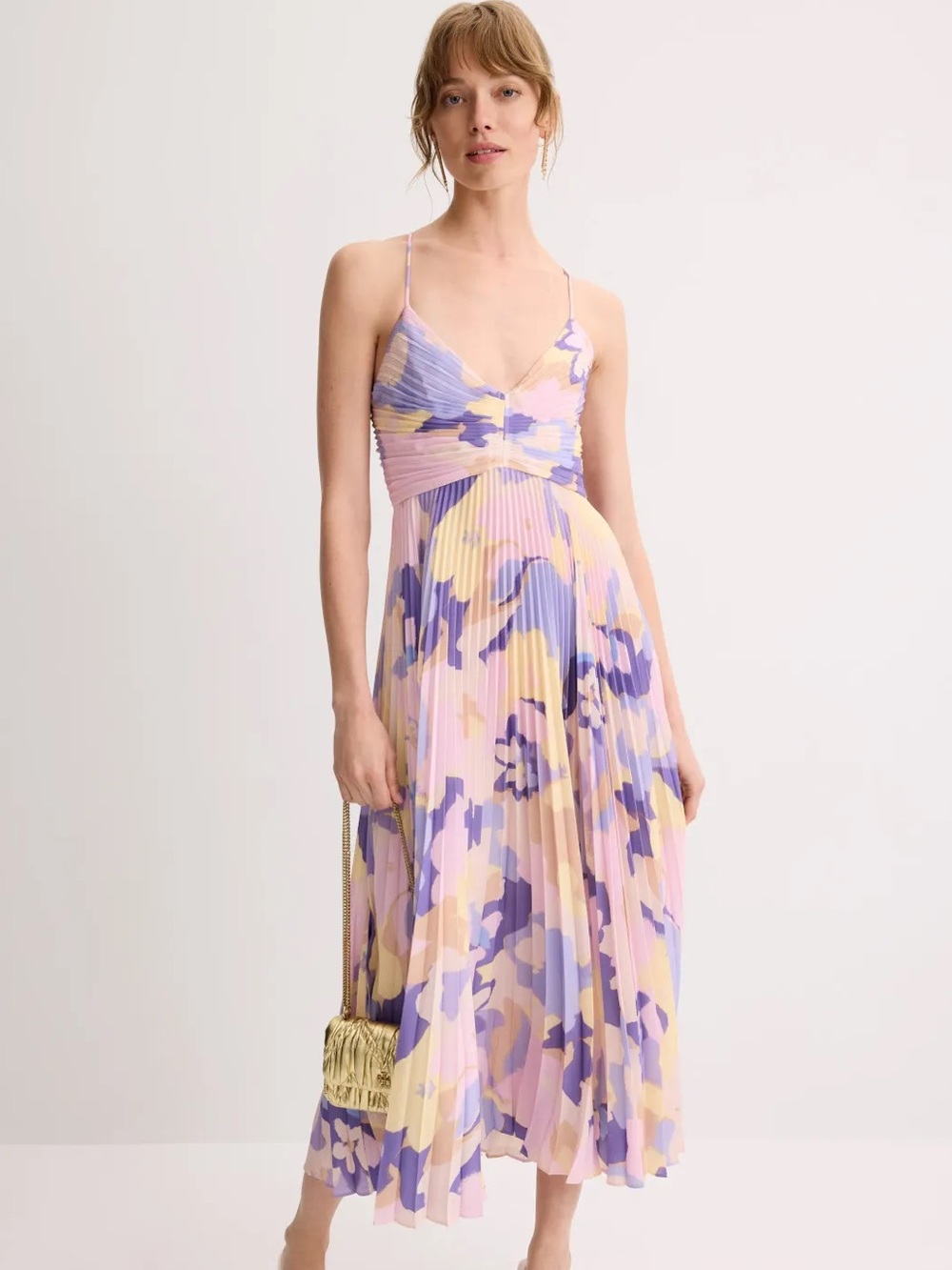 ASTR The Label Blythe Pleated Floral Midi Dress Size L / 10 worn Once Beautiful